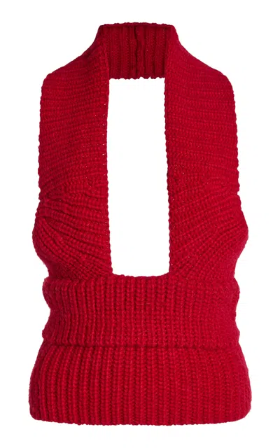 Christopher Esber Lennox Wool Knit Top In Red
