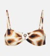 Christopher Esber Leopard-print Ruched Bikini Top In Brown