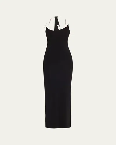 Christopher Esber Levitate Column Knit Pearl Dress In Black