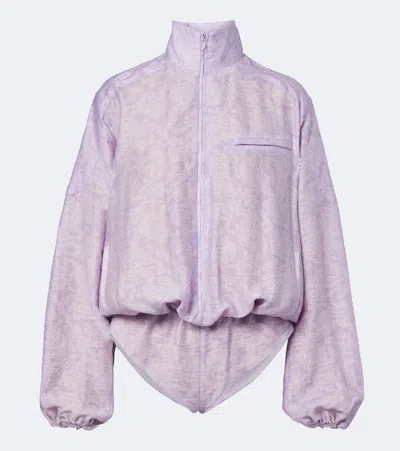 Christopher Esber Light Leak Jacquard Romper In Purple