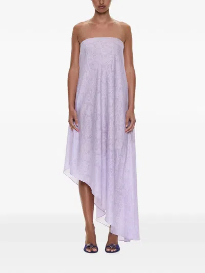 Christopher Esber Light Leak Jacquard Strapless Dress In Purple