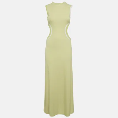 Pre-owned Christopher Esber Lime Green Rib Knit Cut-out Maxi Dress S