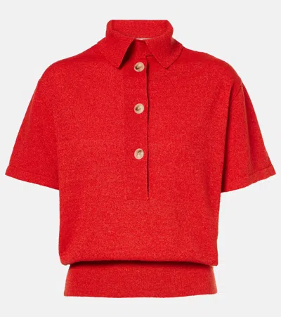 Christopher Esber Linen And Silk-blend Polo Shirt In Red