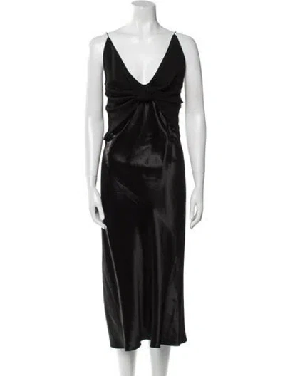 Pre-owned Christopher Esber Linen Long Dress In Black