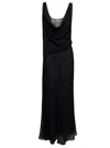Christopher Esber Long Black Relaxed Dress With Draped Neckline In Silk Woman In Multicolor