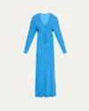 Christopher Esber Long Crosscut Silk Dress In Boston Blue