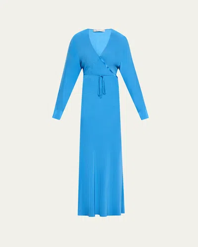 Christopher Esber Long Crosscut Silk Dress In Boston Blue