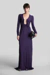 Christopher Esber Arced Palm Long-sleeve Dress In Purple