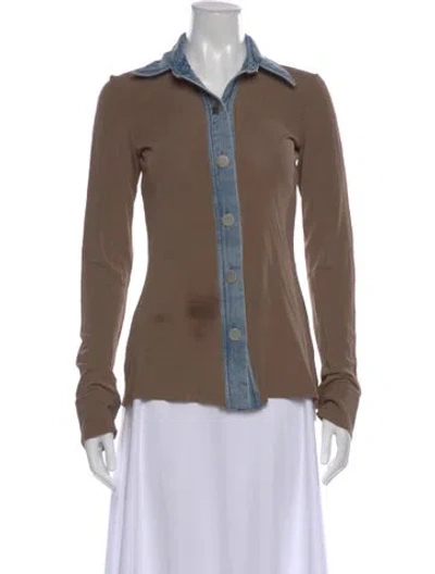 Pre-owned Christopher Esber Long Sleeve Button-up Top In Brown