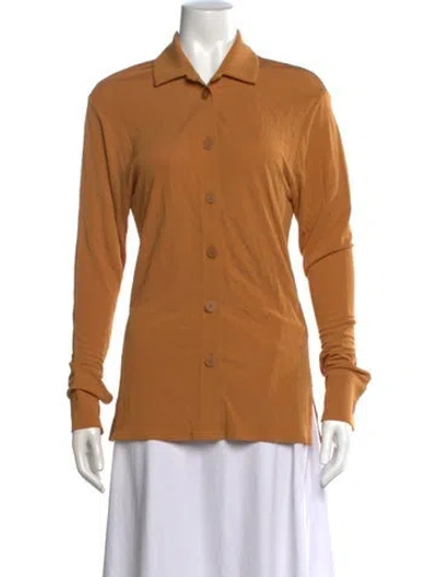 Pre-owned Christopher Esber Long Sleeve Button-up Top In Brown