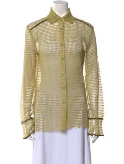 Pre-owned Christopher Esber Long Sleeve Button-up Top In Neutral