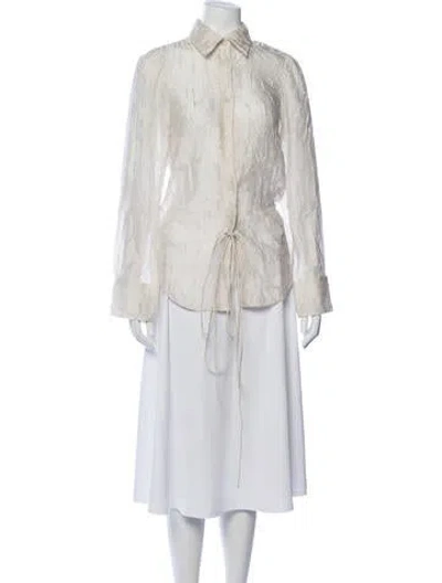 Pre-owned Christopher Esber Long Sleeve Button-up Top In Neutrals