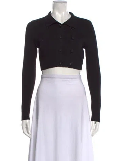 Pre-owned Christopher Esber Long Sleeve Crop Top In Black