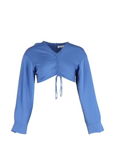 Pre-owned Christopher Esber Long-sleeve Crop Top In Blue