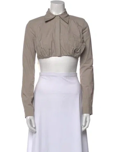 Pre-owned Christopher Esber Long Sleeve Crop Top In Gray