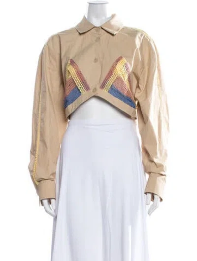 Pre-owned Christopher Esber Long Sleeve Crop Top In Neutrals