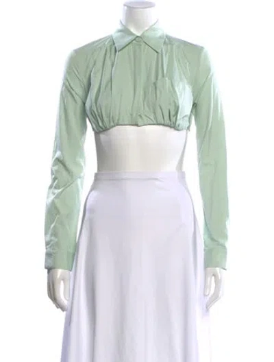 Pre-owned Christopher Esber Long Sleeve Crop Top W/ Tags In Green