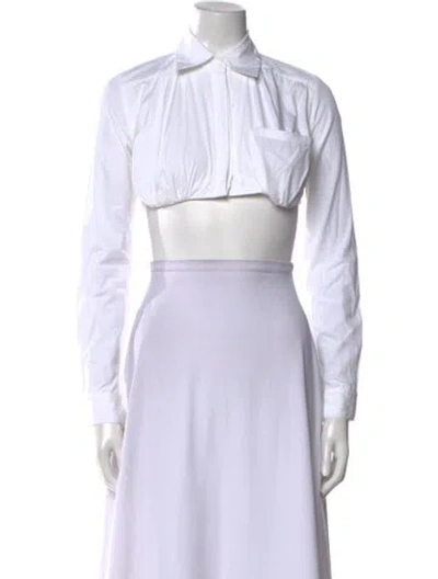 Pre-owned Christopher Esber Long Sleeve Crop Top In White