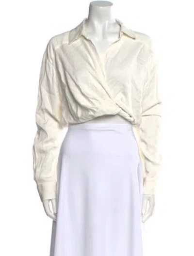 Pre-owned Christopher Esber Long Sleeve Crop Top In White