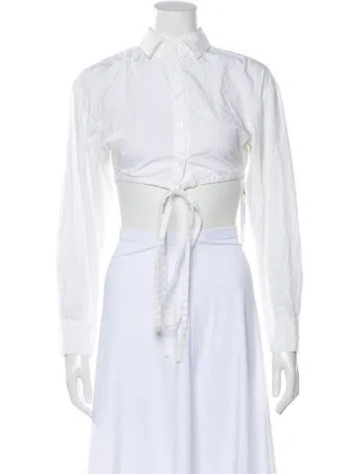 Pre-owned Christopher Esber Long Sleeve Crop Top In White