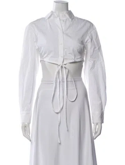Pre-owned Christopher Esber Long Sleeve Crop Top In White