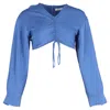 Christopher Esber Long Sleeve Cropped Top In Blue Polyester In Blue