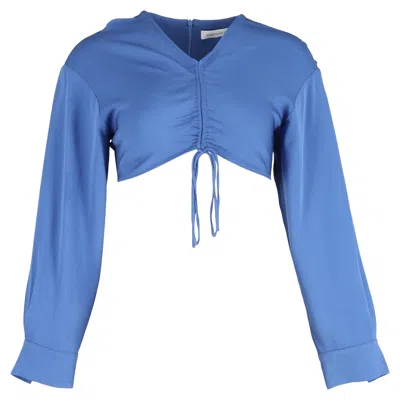 Christopher Esber Long Sleeve Cropped Top In Blue Polyester