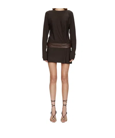 Christopher Esber Long Sleeve Dress In Brown