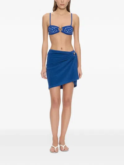 Christopher Esber Looped Back Ruched Orbit Mini Skirt In Animal Print