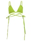 Christopher Esber Looped Tie Triangle Bikini Top In Apple