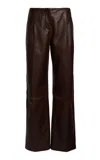Christopher Esber Low-rise Leather Straight-leg Pants In Brown