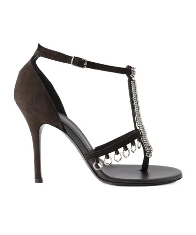 Christopher Esber Ludo Embellished Suede Sandals In Brown