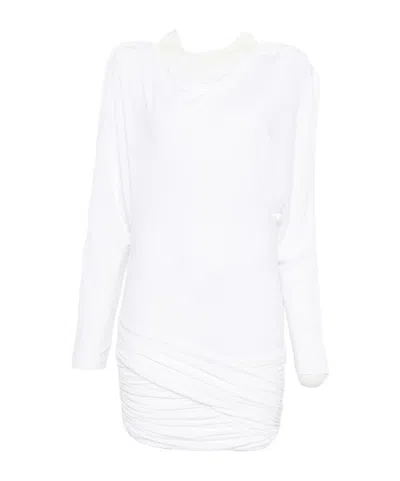 Christopher Esber Luna Cowl Draped Dress In White