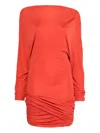 Christopher Esber Luna Long-sleeved Draped Mini Dress In Orange