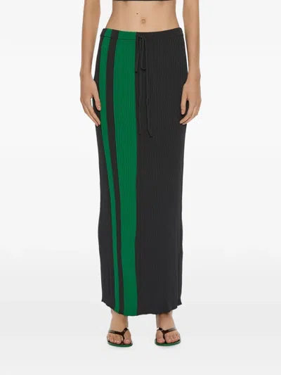 Christopher Esber Mach Stripe-print Tie-waist Maxi Skirt In Black