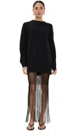 Christopher Esber Womens Macrame-hem Relaxed Wool-blend Maxi Dress Black In Black