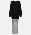 Christopher Esber Womens Macrame-hem Relaxed Wool-blend Maxi Dress Black In Black