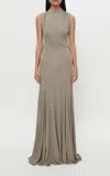 Christopher Esber Maico Satin Maxi Dress In Gray