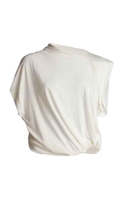 Christopher Esber Manto Gathered Jersey Top In White