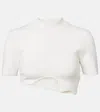 Christopher Esber Maparadita Asymmetric Jersey Crop Top In White