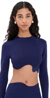 Christopher Esber Maparadita Long Sleeve Top Violet In Blue