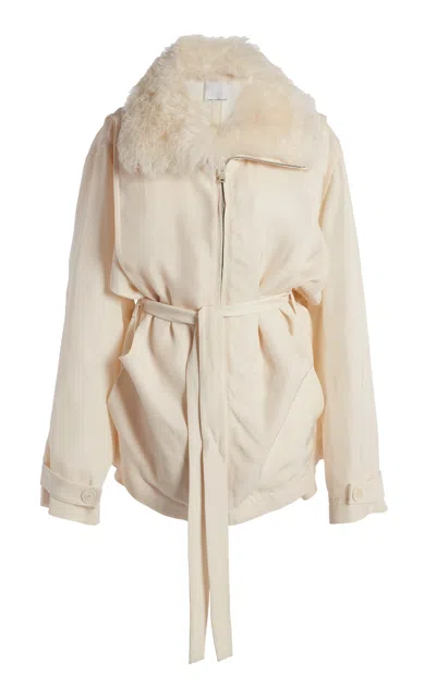 Christopher Esber Marli Fur Trimmed Parker In Ivory