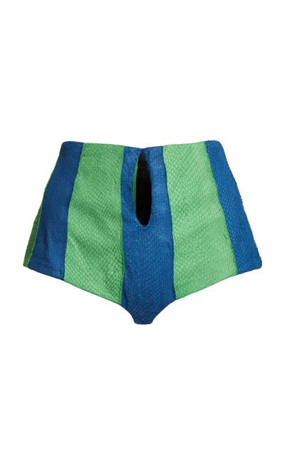 Christopher Esber Marnette Keyhole Leather Shorts In Multi