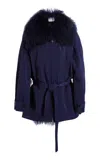 Christopher Esber Marvi Fur Trimmed Parker In Blue