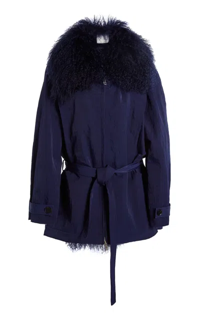 Christopher Esber Marvi Fur Trimmed Parker In Blue