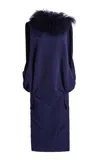 Christopher Esber Marvi Fur Trimmed Parker Dress In Blue
