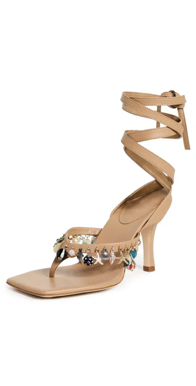 Christopher Esber Memento Charm Flip Flop Heels Amber In Orange