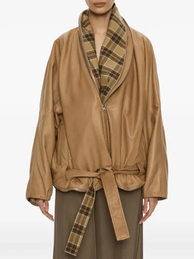 Christopher Esber Mercer Double Leather Jacket In Neutral