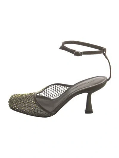 Pre-owned Christopher Esber Mesh Crystal Embellishments Pumps In Green