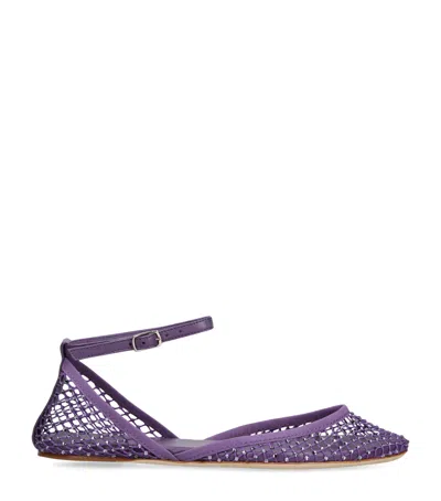 Christopher Esber Mesh Embellished Minette Buckled Ballet Flats In Purple